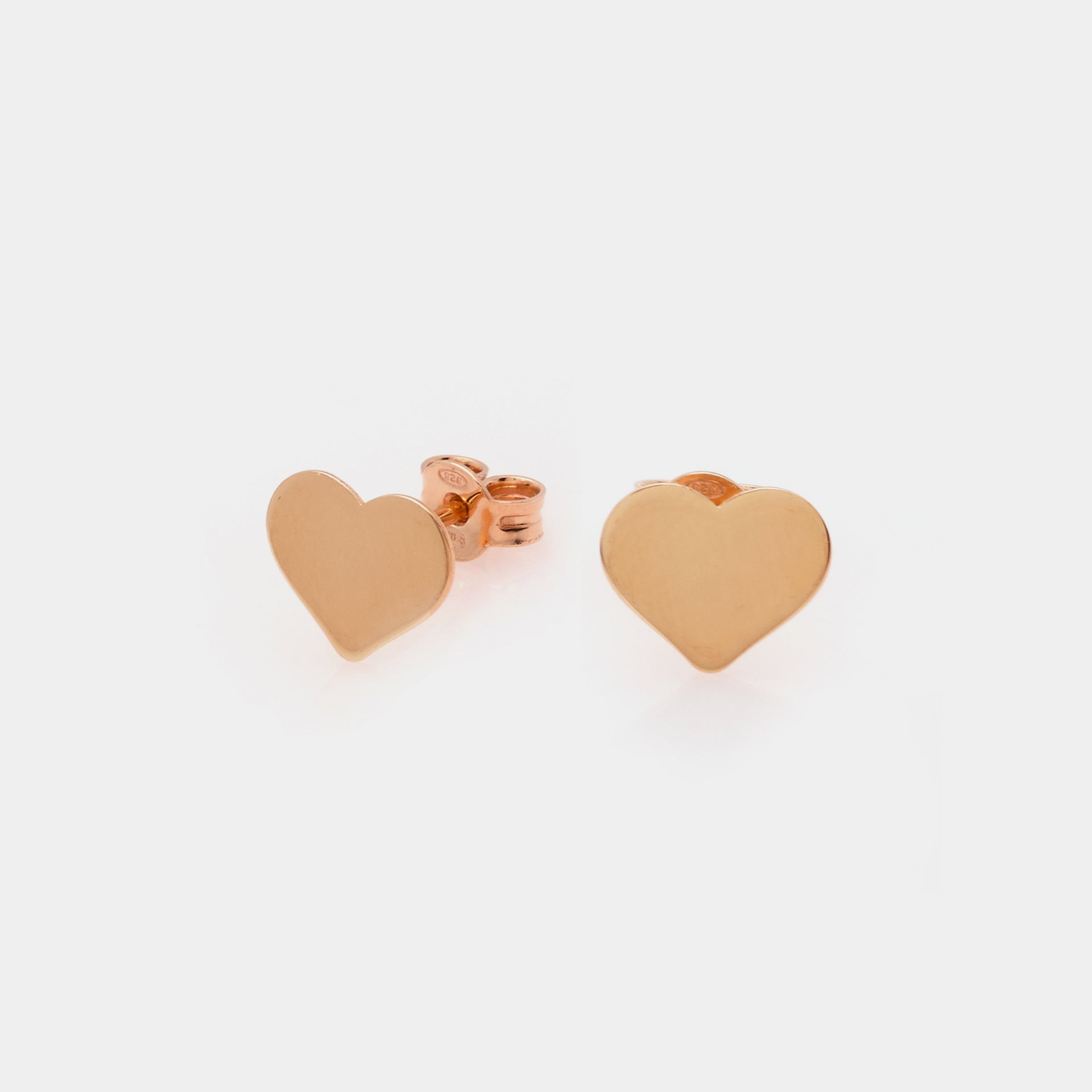 Rose gold heart stud earrings