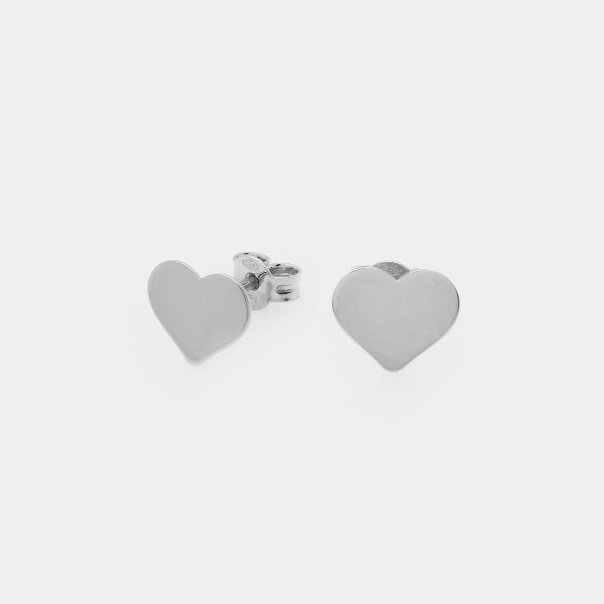 Heart-shaped Rhodium-plated Silver Stud Earrings