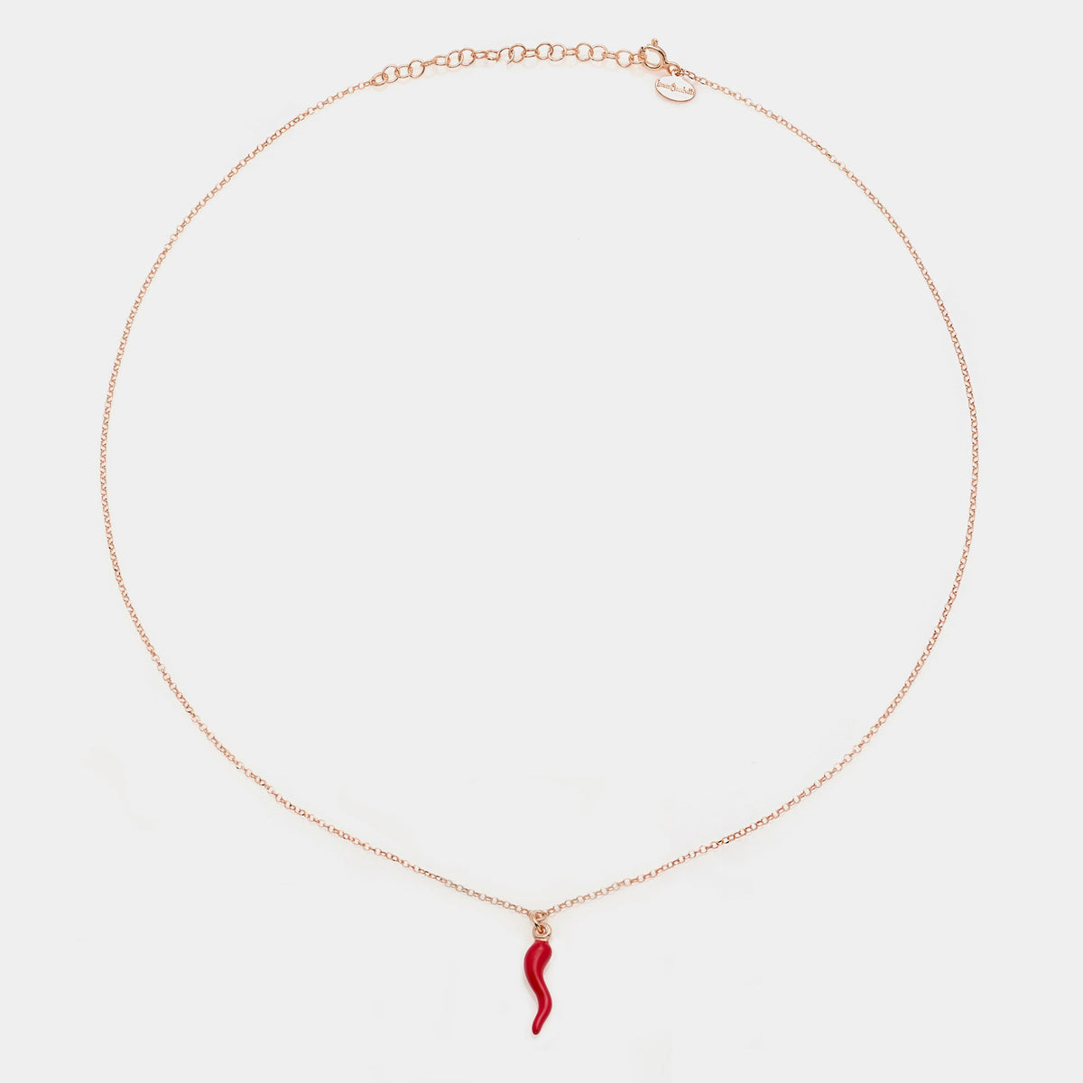 Rose gold silver necklace with enameled horn pendant