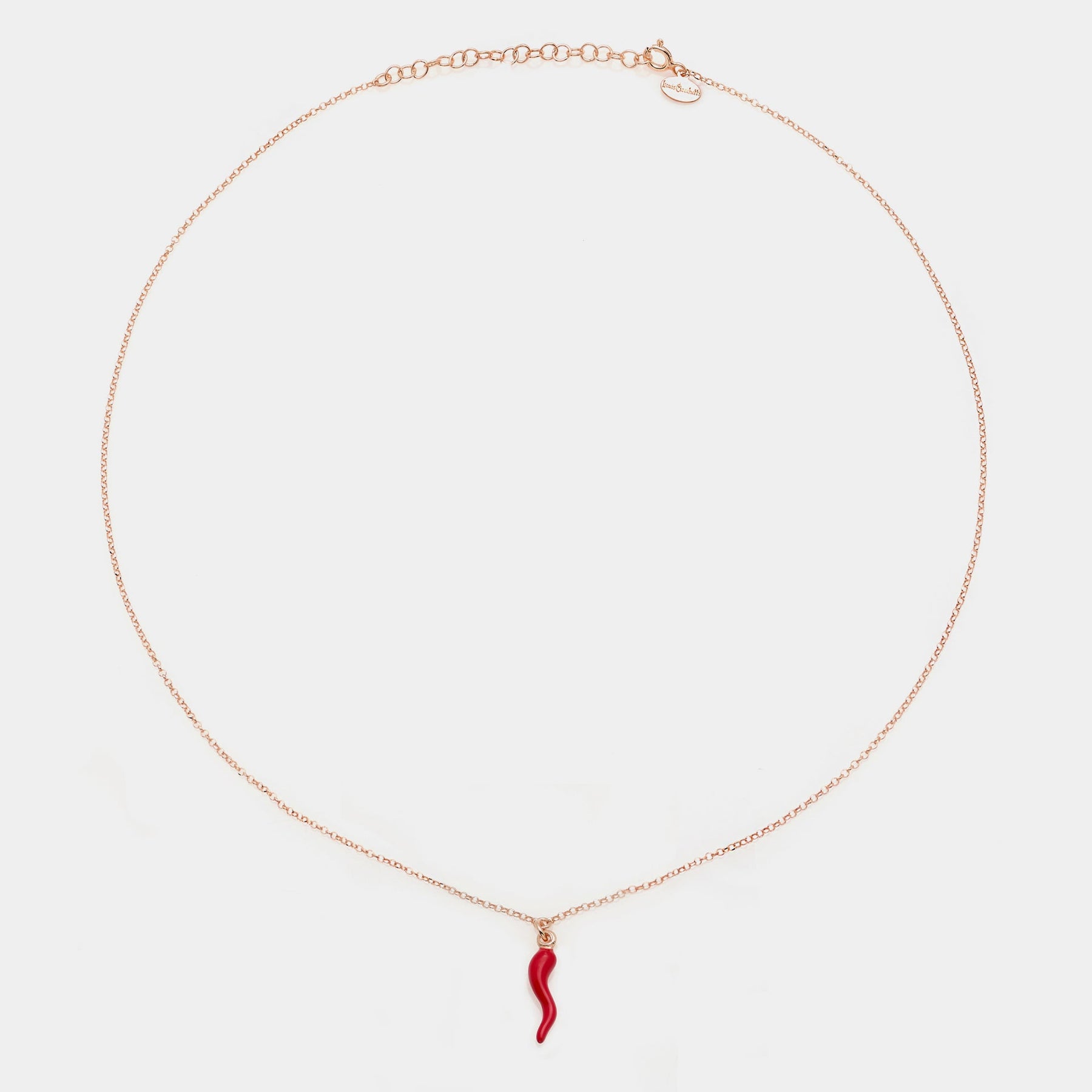 Rose gold silver necklace with enameled horn pendant