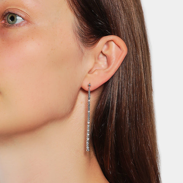 Rhodium-plated silver dangling earrings ref. LC83