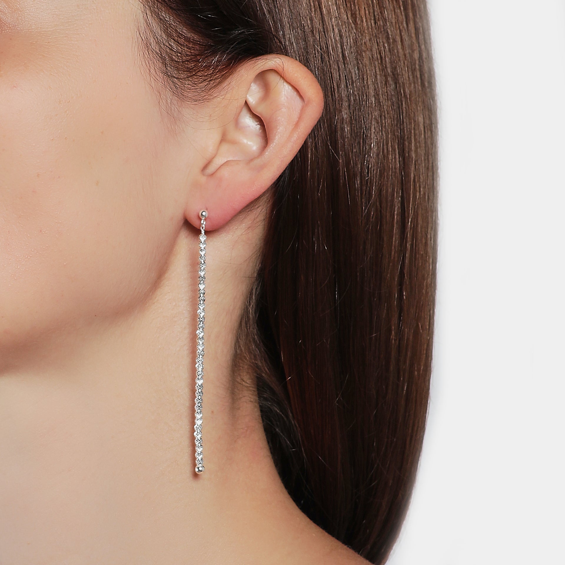 Natural silver dangling earrings ref. LC85