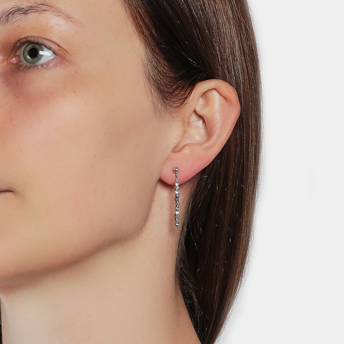Rhodium-plated silver dangling earrings ref. LC90