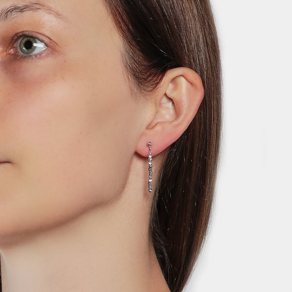 Rhodium-plated silver dangling earrings ref. LC90