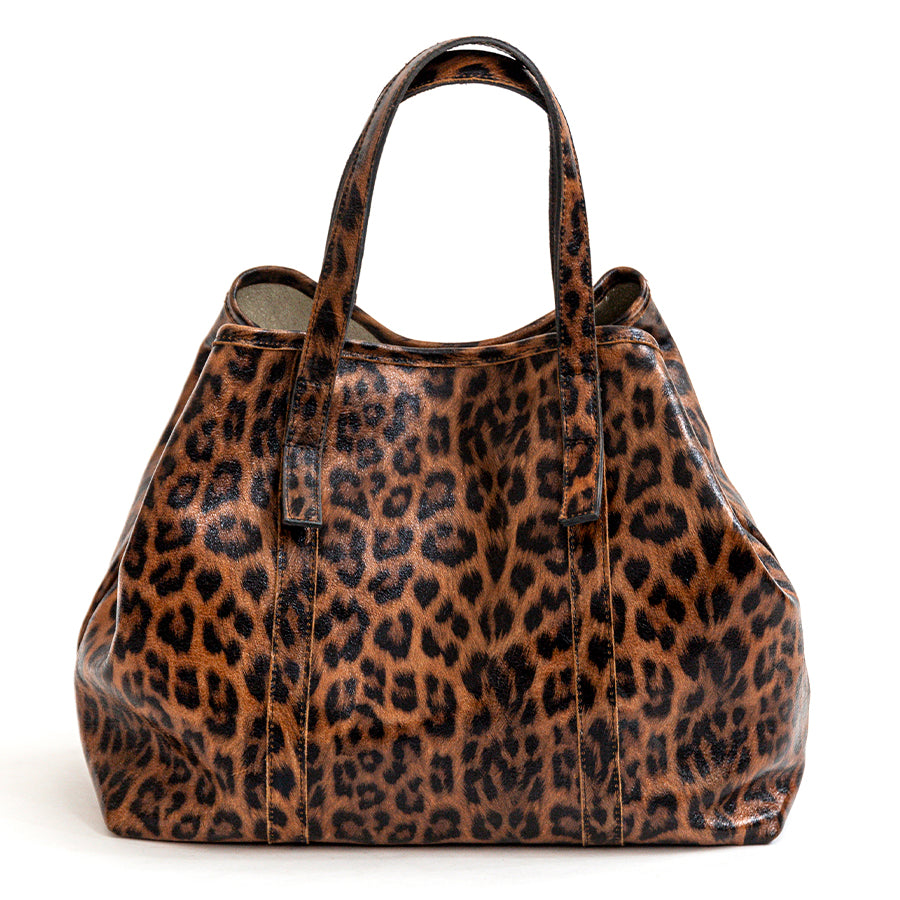 LEOPARD MAXI - Maxi shopping bag in animal print leather