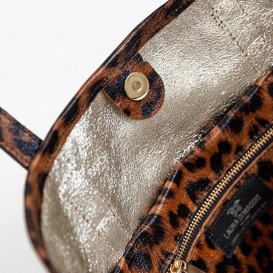 LEOPARD MAXI - Maxi shopping bag in animal print leather
