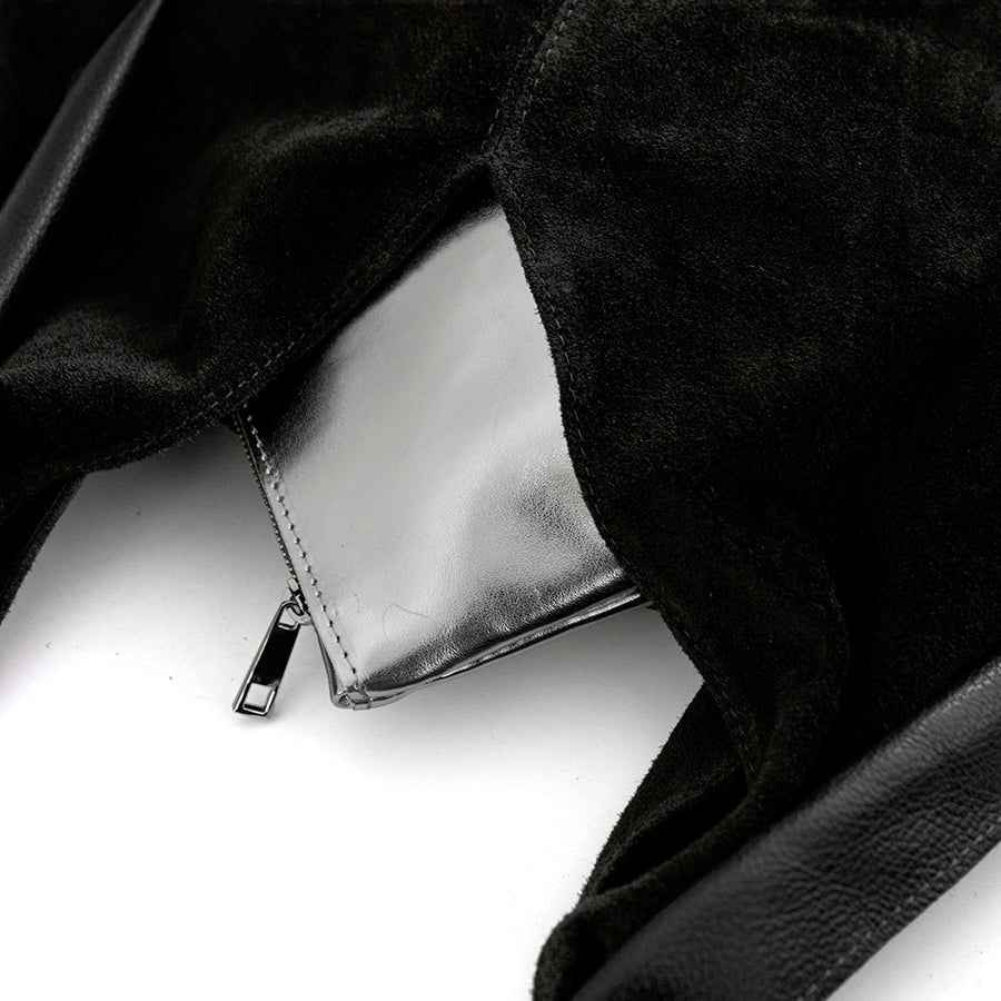 LIANA - Black Suede and Leather Bag