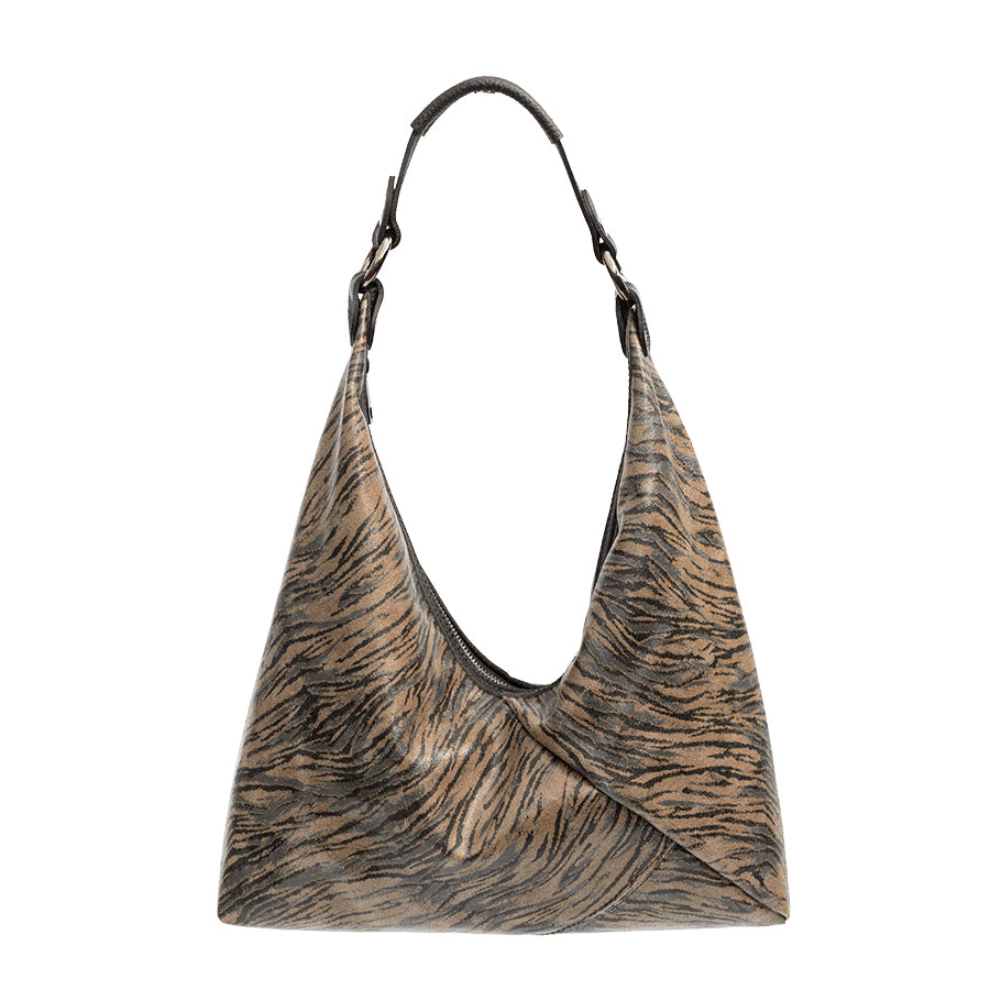 LISA - Sacca in pelle stampa zebra taupe