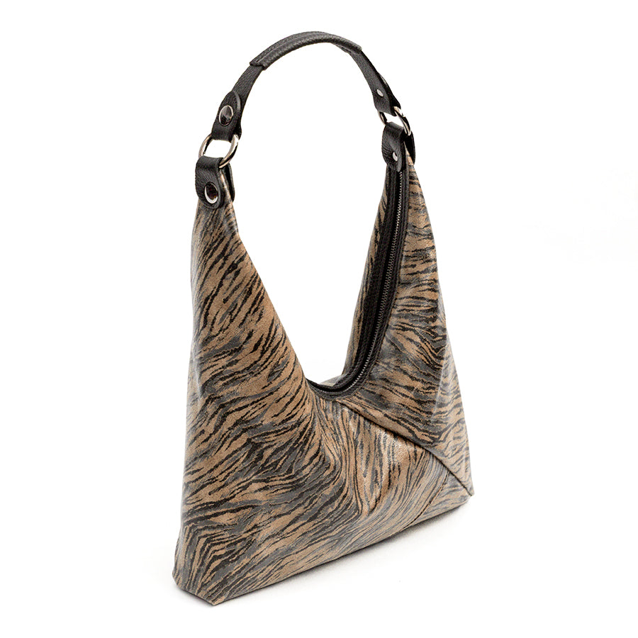 LISA - Sacca in pelle stampa zebra taupe