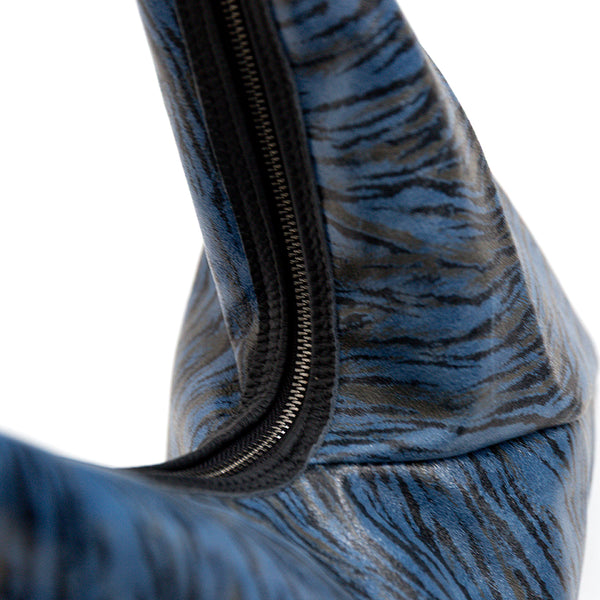 LISA - Sacca in pelle stampa zebra blu