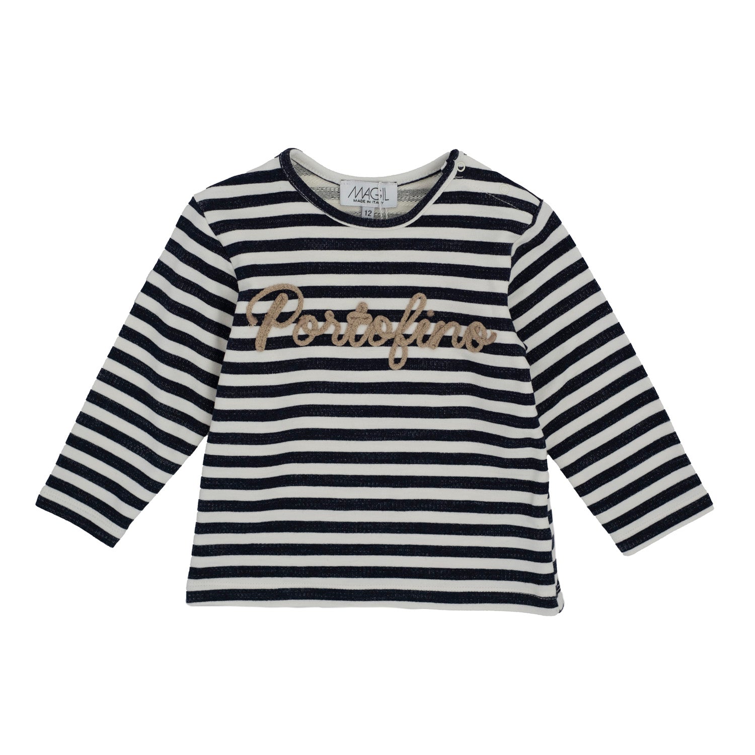 FELPINA RIGATA CON RICAMO