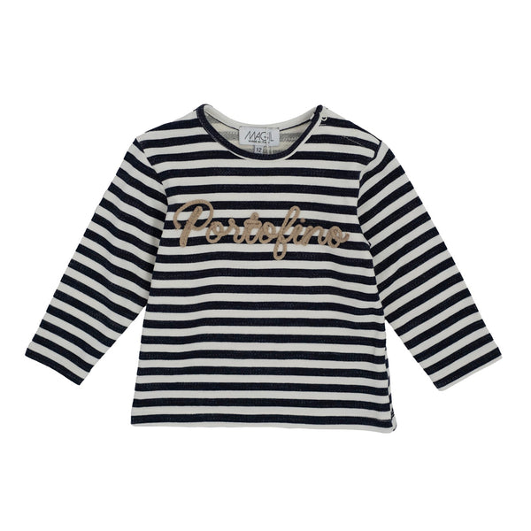 FELPINA RIGATA CON RICAMO