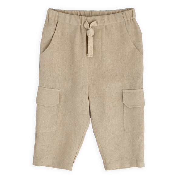 PANTALONE IN LINO CON TASCONI