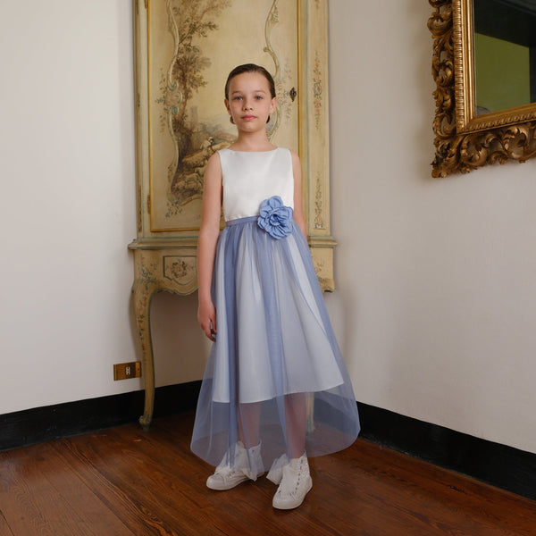 ABITO IN RASO CON GONNA TULLE