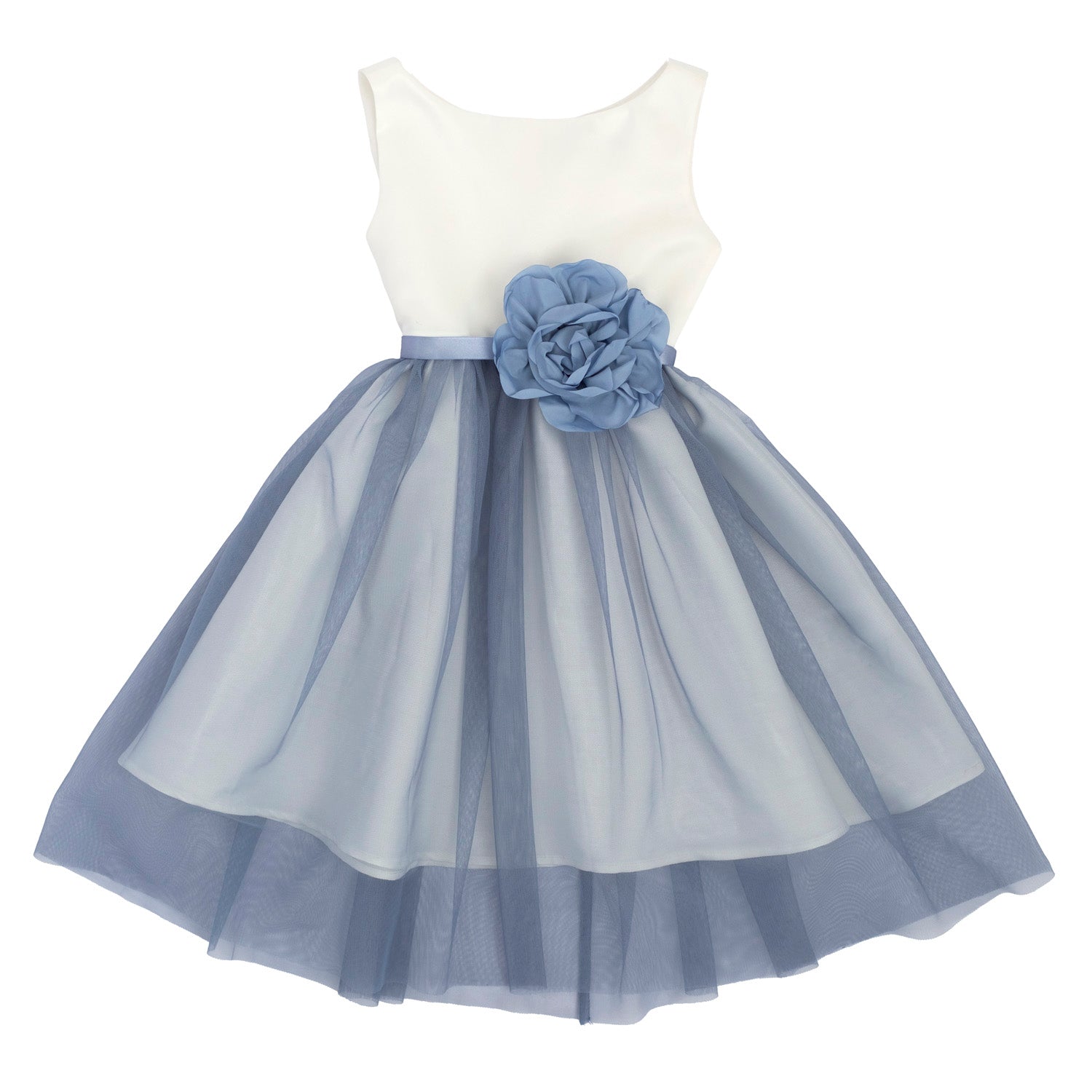 ABITO IN RASO CON GONNA TULLE