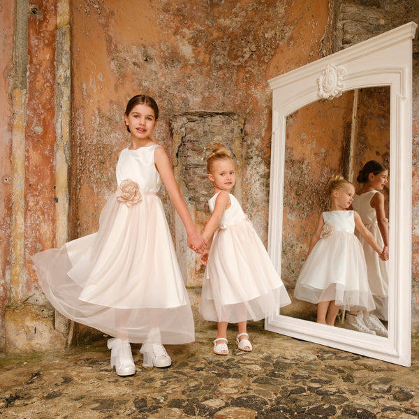 ABITO IN RASO CON GONNA TULLE