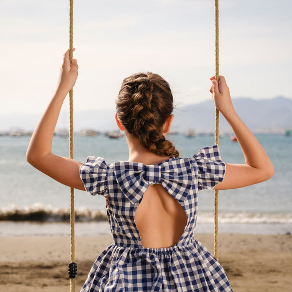 ABITO VICHY CON CUT-OUT E FIOCCO
