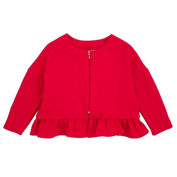 FLEECE JACKET WITH RUFFLE