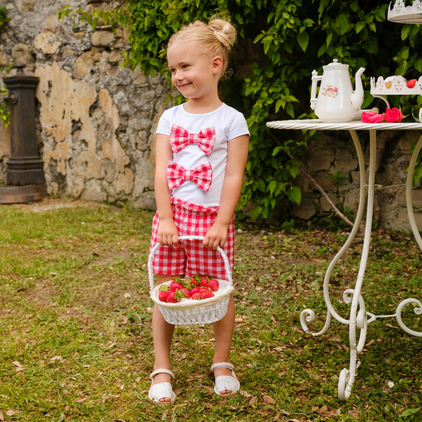 T-SHIRT CON FIOCCHI VICHY