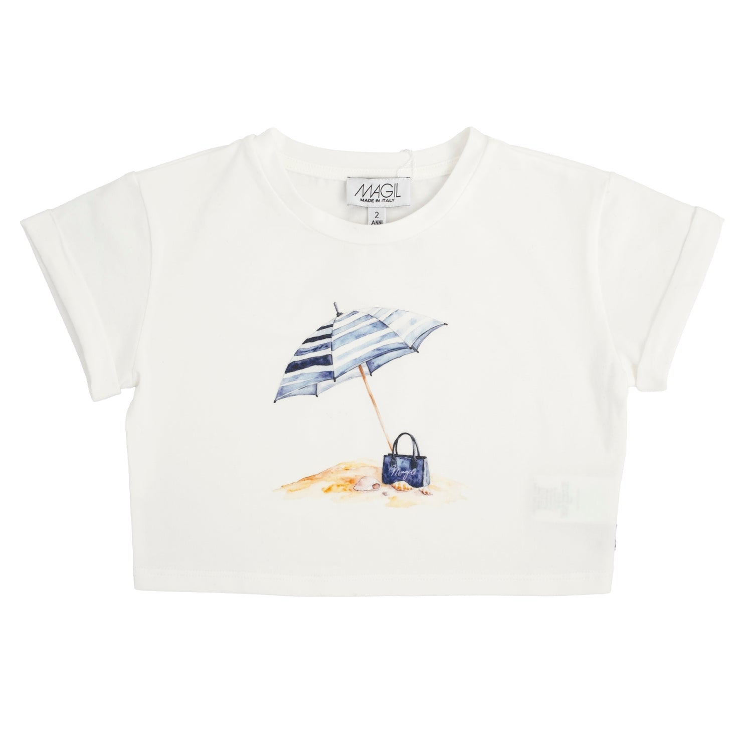 T-SHIRT CROPPED STAMPA SPIAGGIA