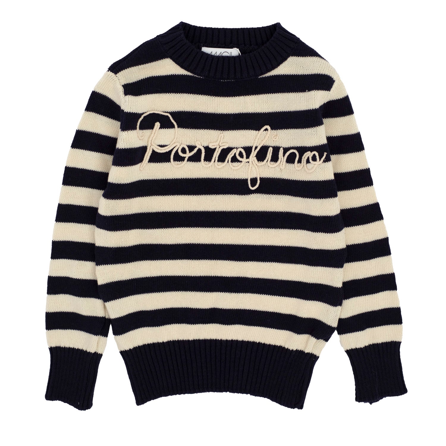 MAGLIONE A RIGHE RICAMO