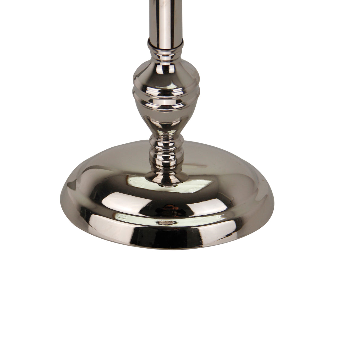 Lampenfuß Nickel Glanz 35 cm, edles Metall-Design mit reflektierender Oberfläche und E27-Fassung.