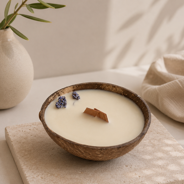 Lavender • Sage coconut shell candle with wooden wick