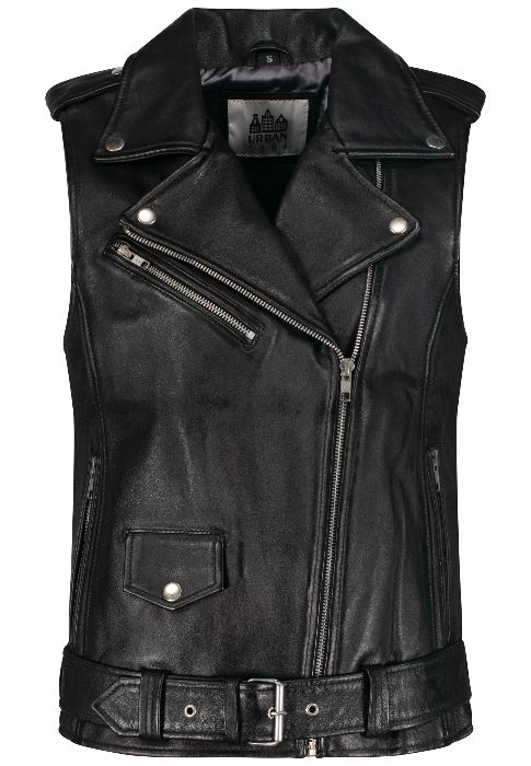 Leren Dames Motor Gilet - Zwart