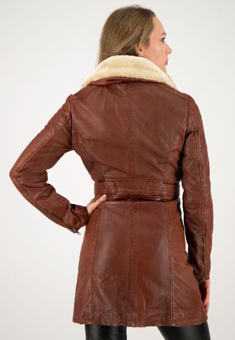 Leren jas Milou Cognac - Achterkant