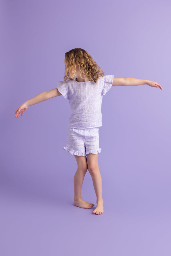 Leopard | Lila djevojčica plažni set - Muslin