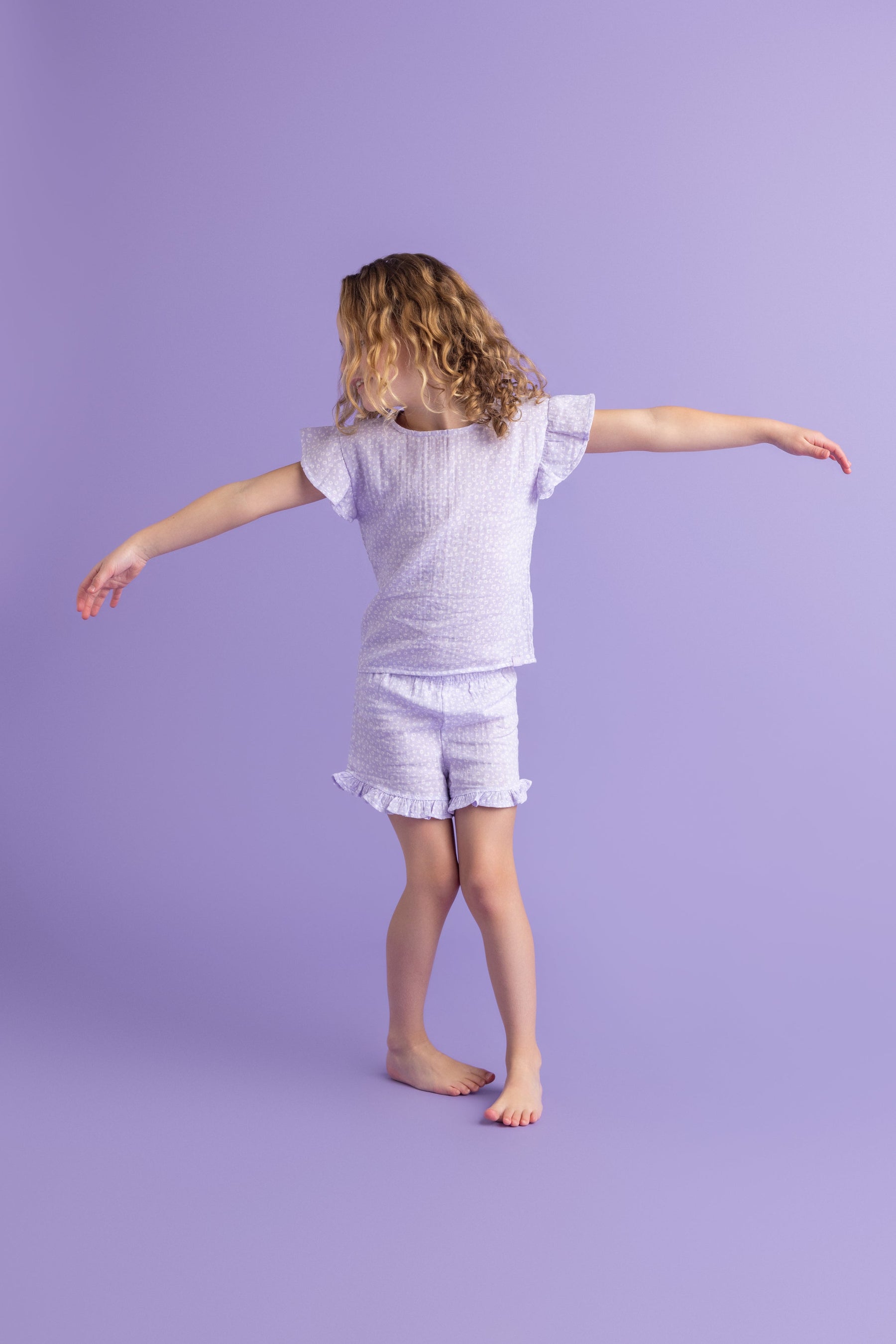 Luipaard | Lila Meisjes Strandset - Muslin