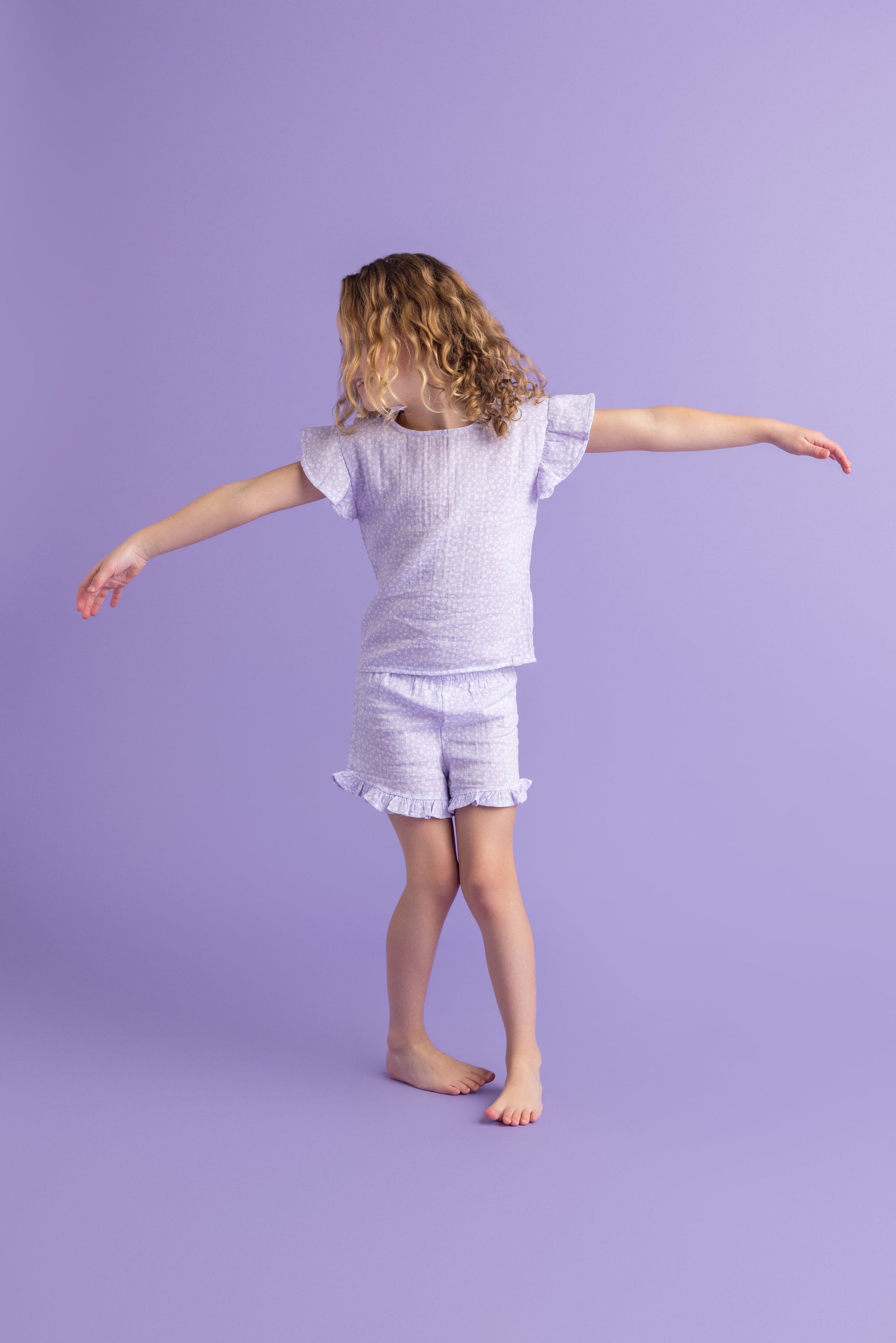 Luipaard | Lila Meisjes Strandset - Muslin