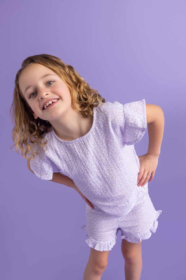 Luipaard | Lila Meisjes Strandset - Muslin