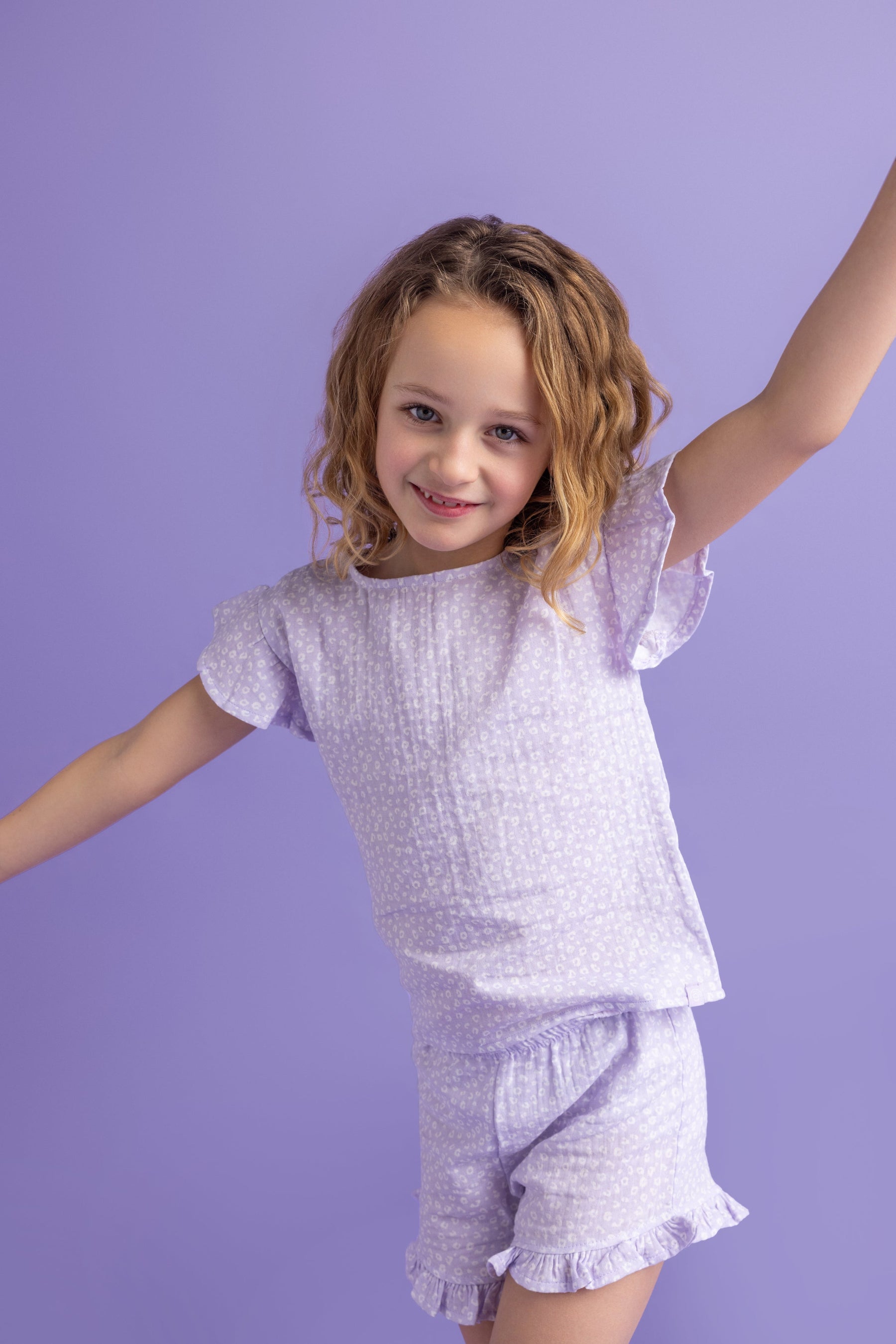 Luipaard | Lila Meisjes Strandset - Muslin