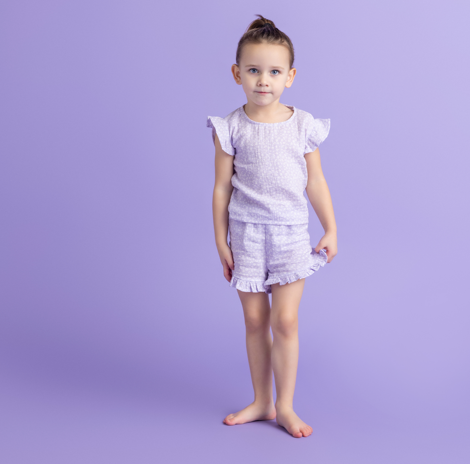 Luipaard | Lila Meisjes Strandset - Muslin
