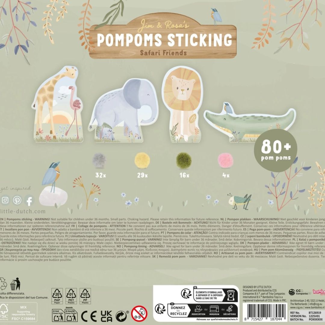Little Dutch Kartice s pomponi Safari - komplet