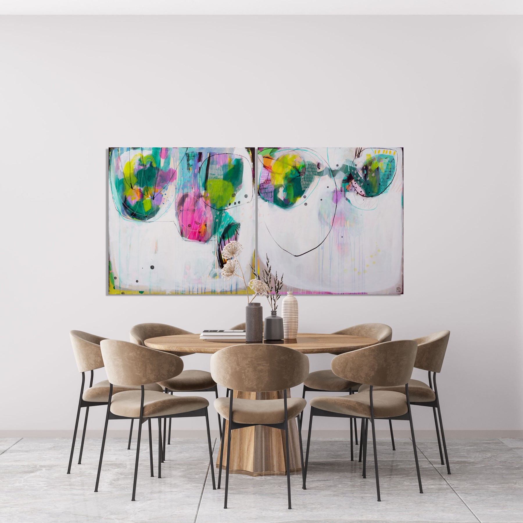Summer, sea, crabs and shells and one cocktail... (diptych) 70x140