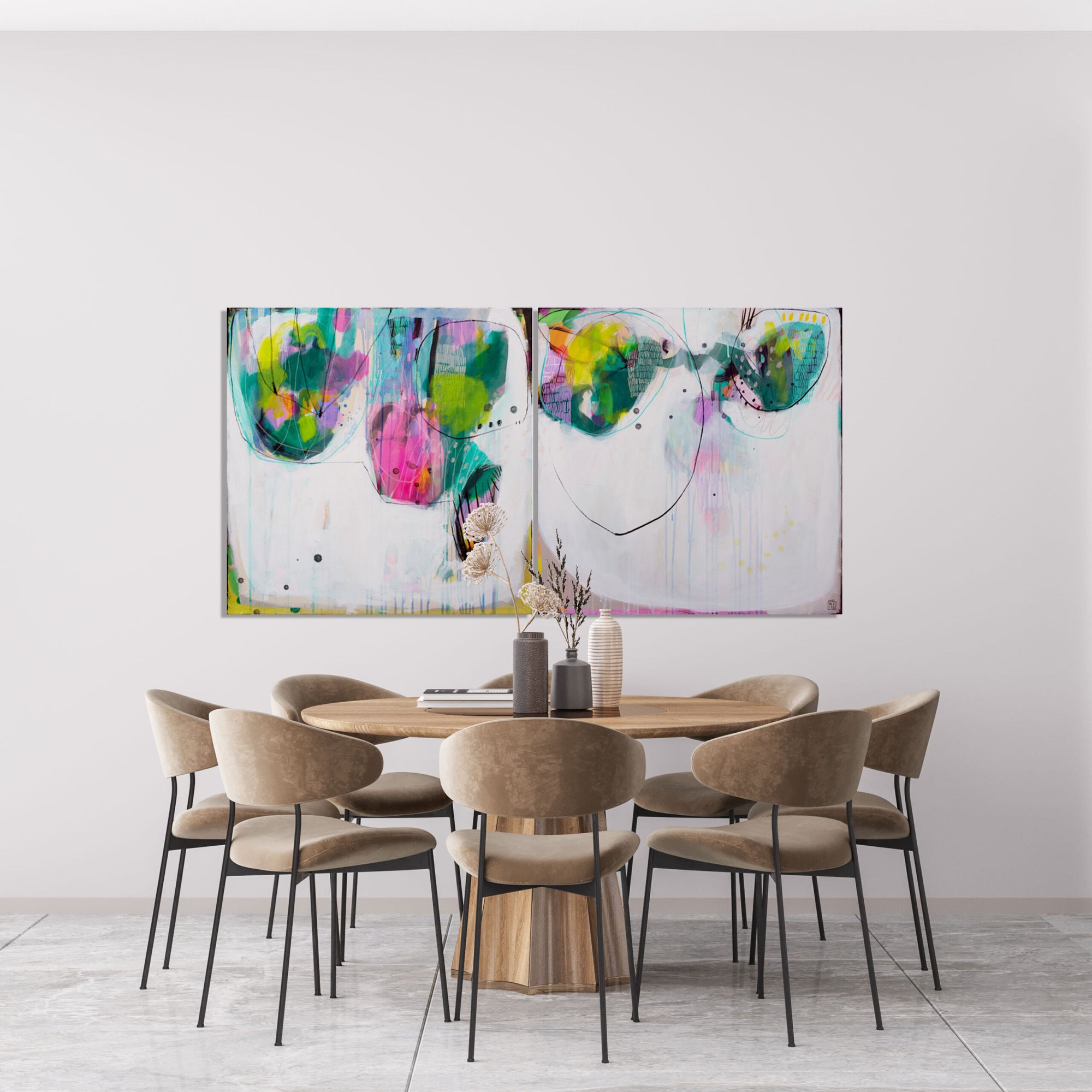 Summer, sea, crabs and shells and one cocktail... (diptych) 70x140