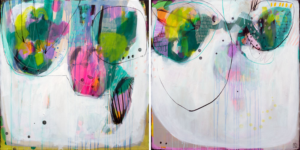 Summer, sea, crabs and shells and one cocktail... (diptych) 70x140