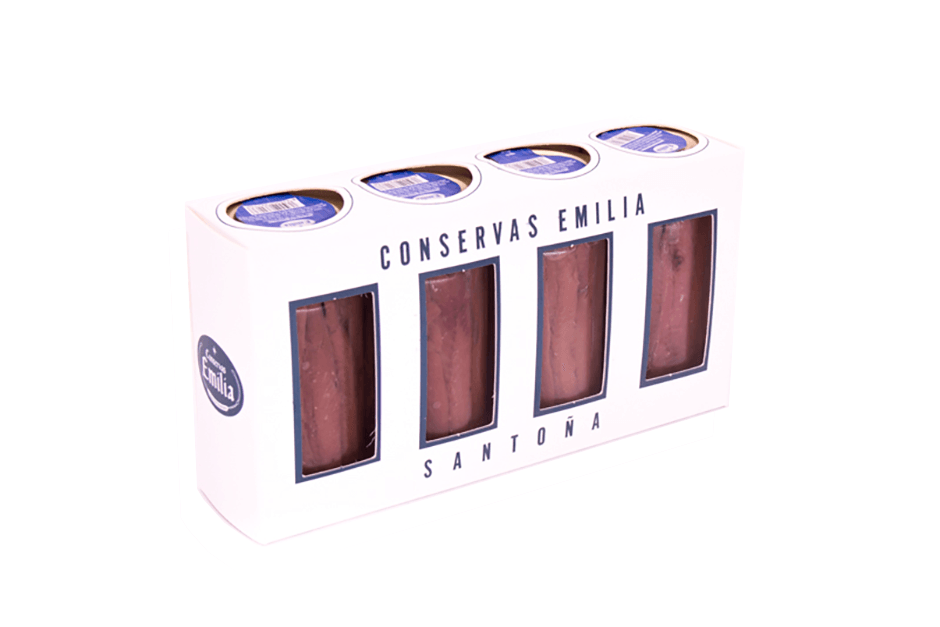 Lot of 4 jars 100g. Anchovy fillets in olive oil Silver Series - Fish from the Cantabrian Sea