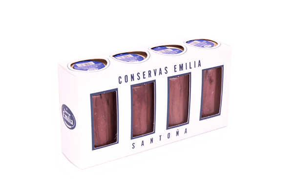 Lot of 4 jars 100g. Anchovy fillets in olive oil Silver Series - Fish from the Cantabrian Sea