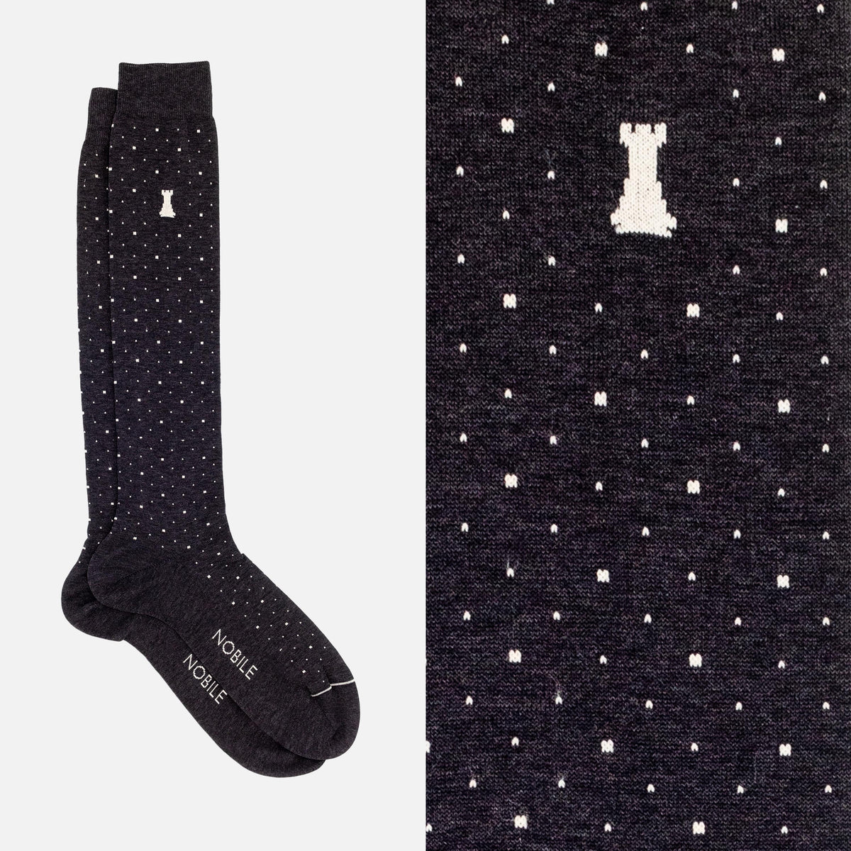 Boîte Trastevere de 6 Chaussettes Longues - 2x Pois/2x Rayures/2x Côtelé
