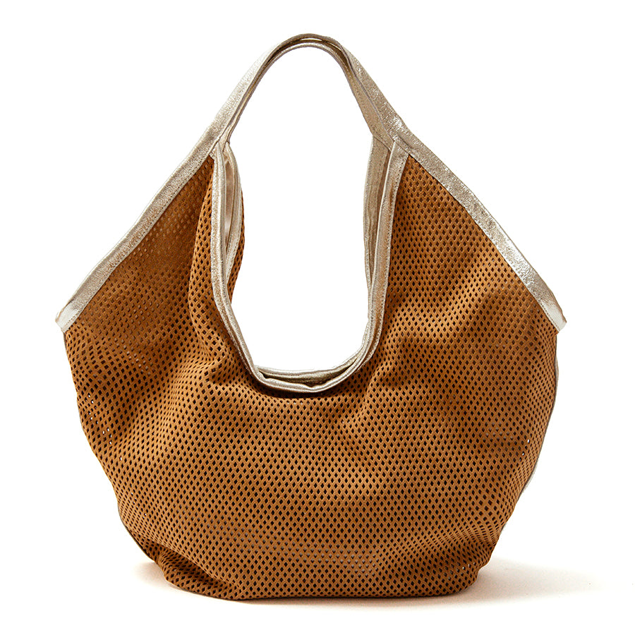 MAINE - Maxi bag in carved suede leather