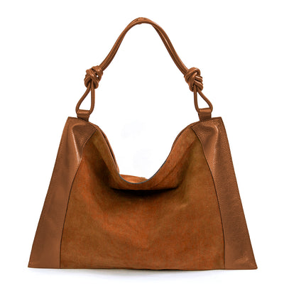 MARPHY - Maxi leather and suede bag in tan