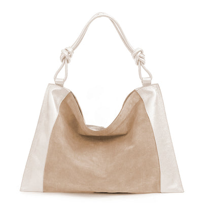MARPHY - Maxi sacca in pelle e camoscio latte