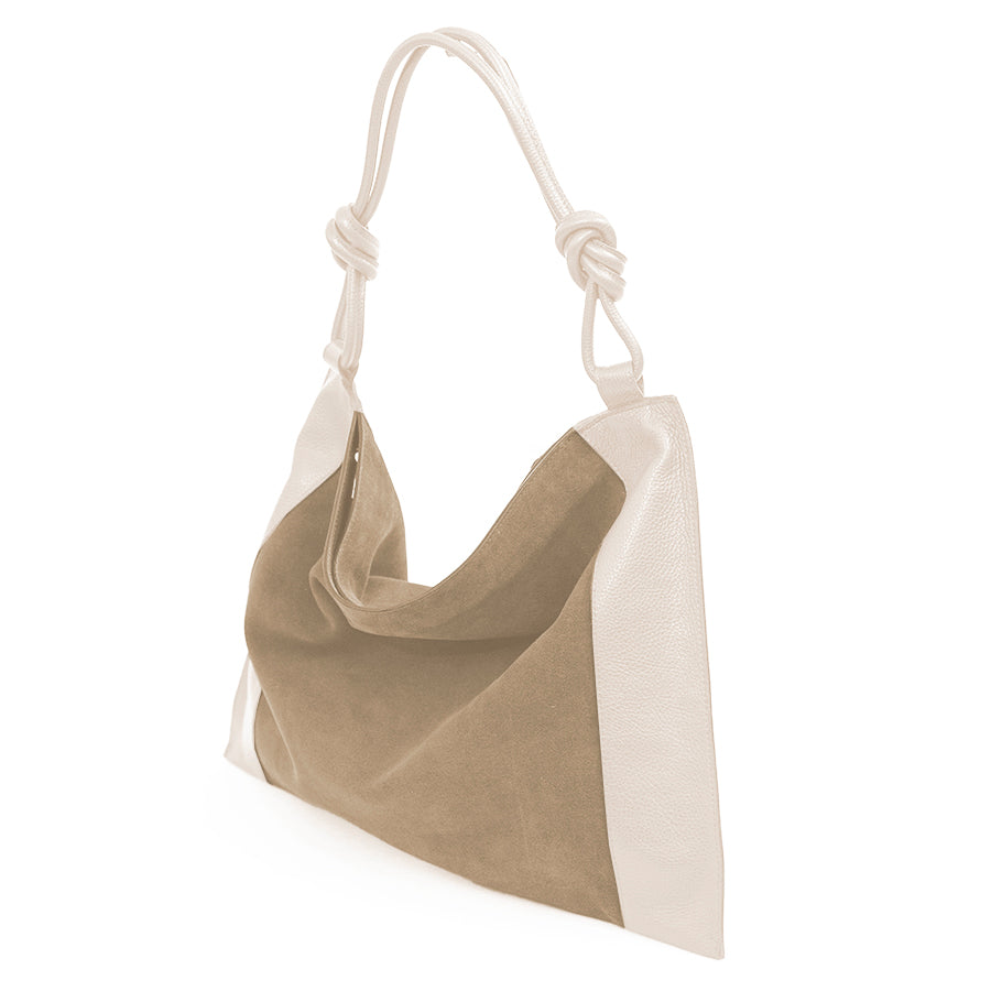 MARPHY - Maxi sacca in pelle e camoscio latte