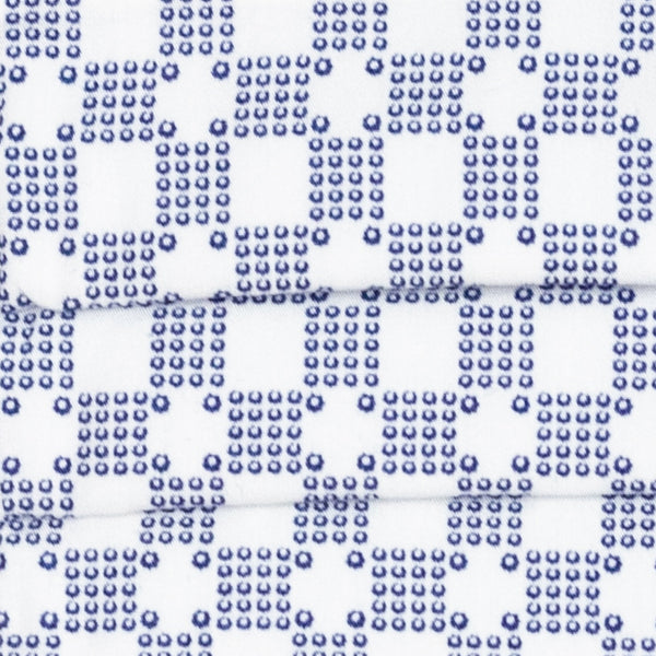 White mask with blue pattern