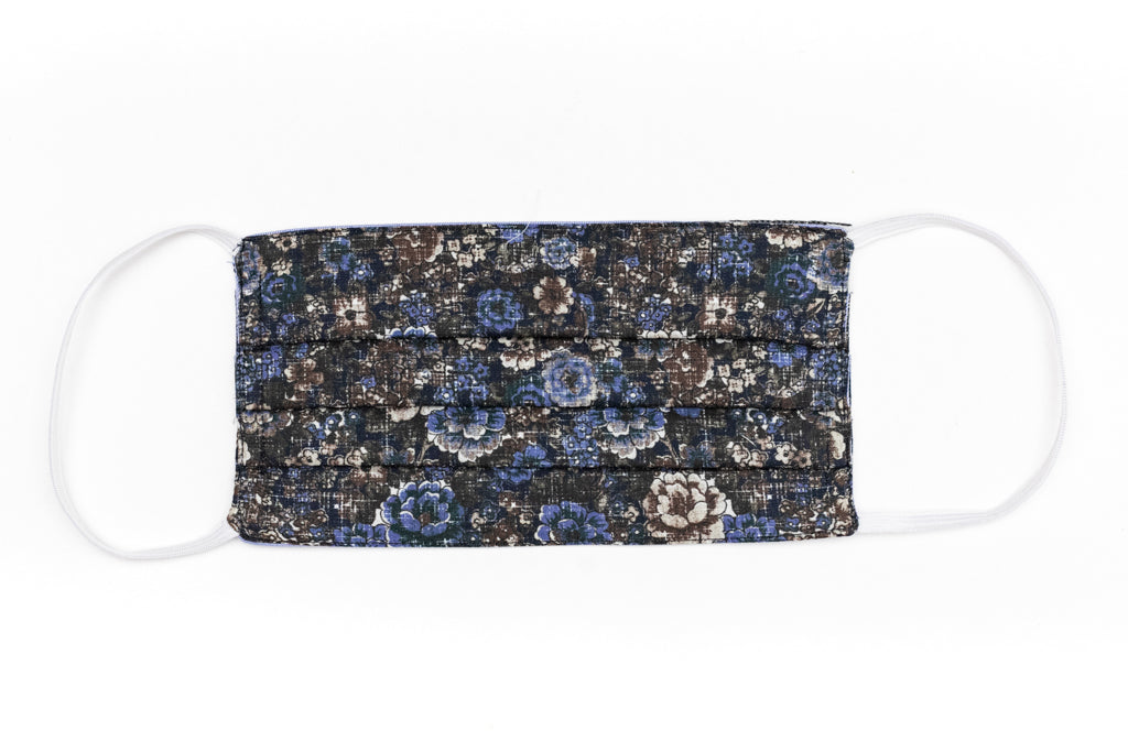 Blue and Brown Floral Mask
