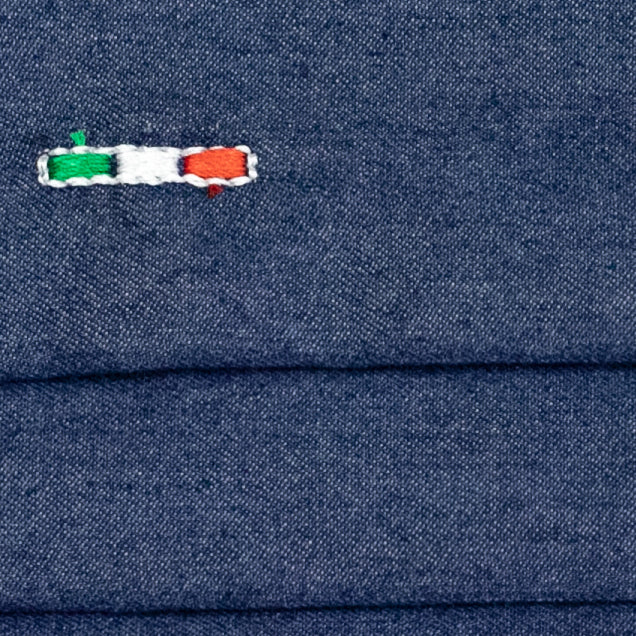 Dark denim mask with Italian flag