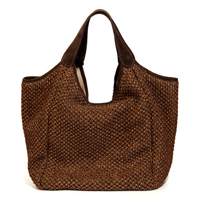 MAYA BIG - Maxi shopping in raffia and suede
